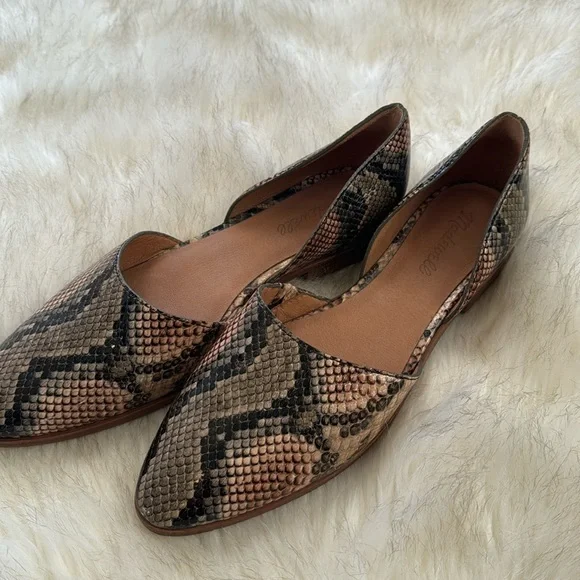 Madewell Marisa d’ Orsay Flat Snakeskin Embossed Leather - Picture 2 of 5